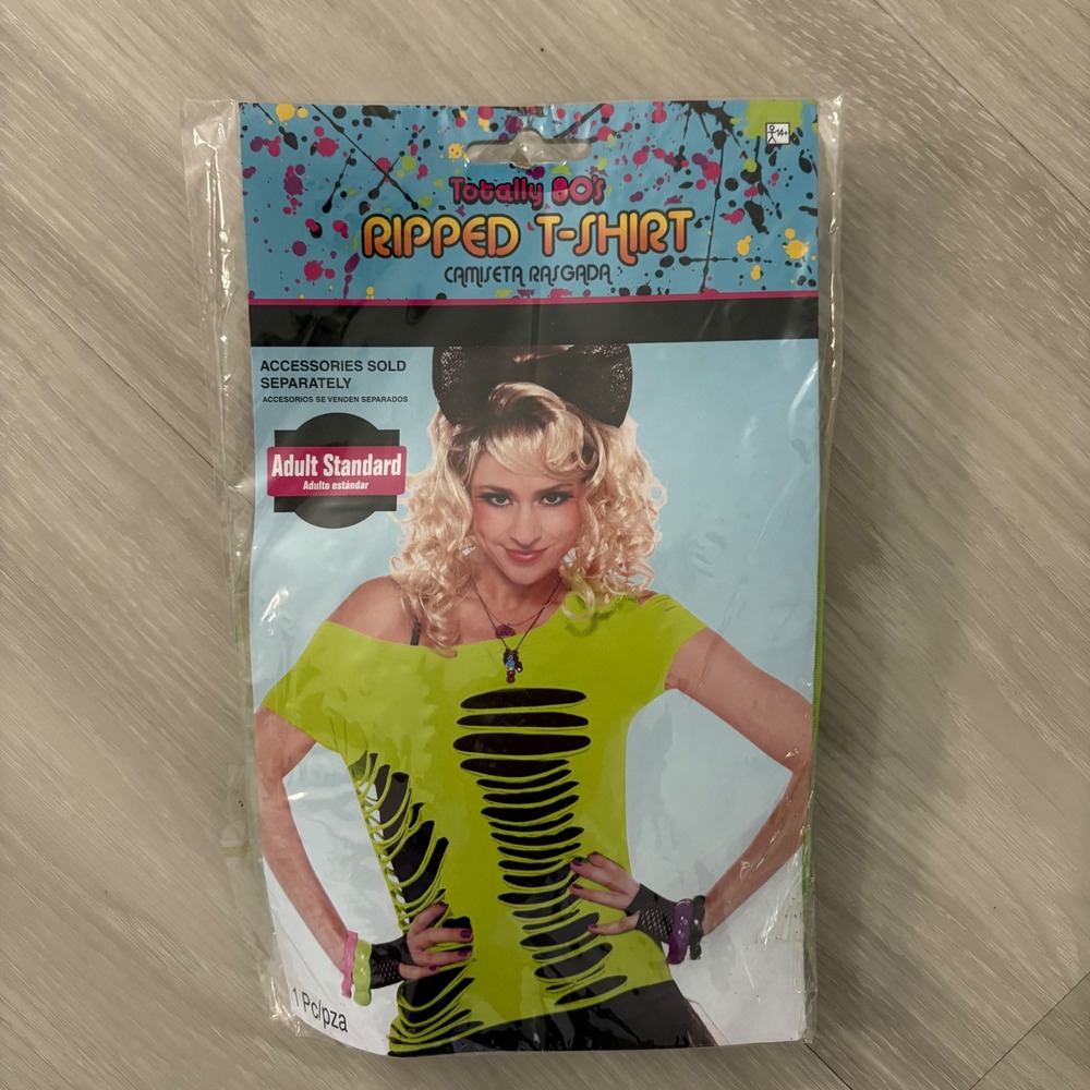 Totally 80s Ripped T-Shirt Women Custome 80s Party Halloween Sz Standard 8